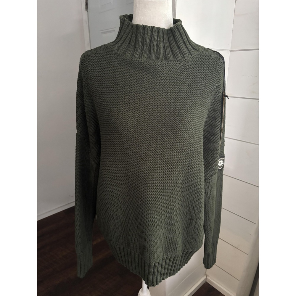 Alp-n-Rock Milana Sweater Womens Medium Green Cotton Mock Neck Pullover Knit